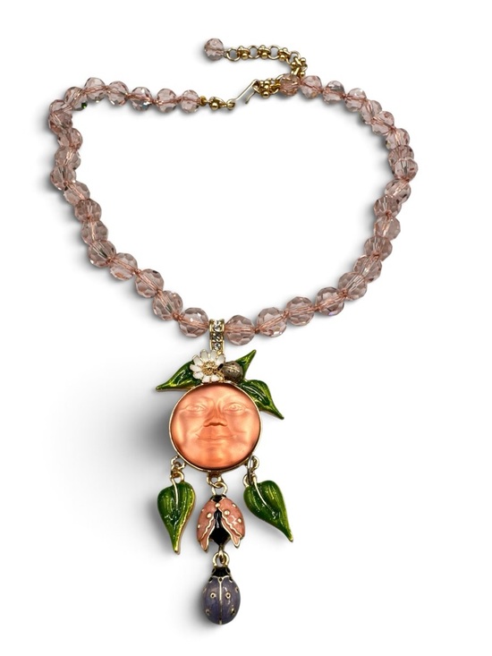 Kirks Folly Jewelry - Vintage Y2K Kirk’s Folly Moon Face Ladybug Enamel Crystal Pendant Necklace